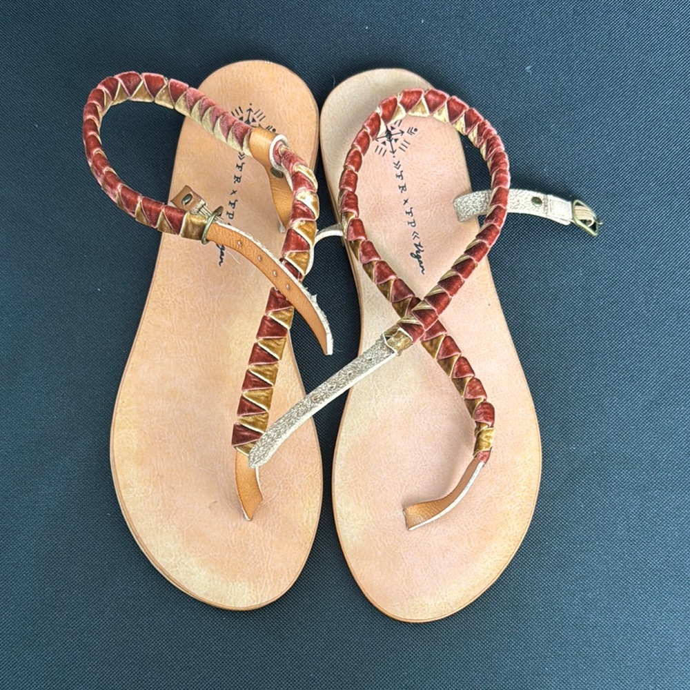 Stylish Red and Gold Women's Sandals